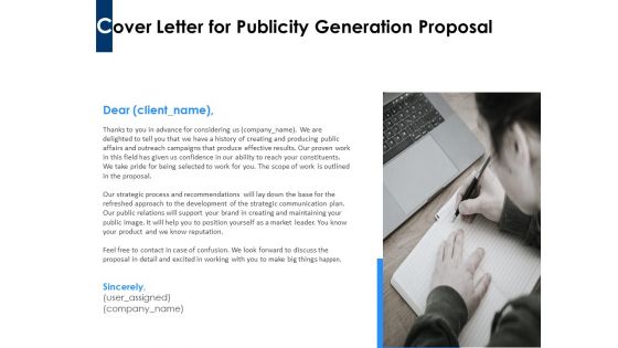 Cover Letter For Publicity Generation Proposal Ppt PowerPoint Presentation Diagram Templates