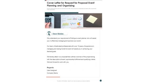 Cover Letter For Request For Proposal Event Planning And Organizing One Pager Sample Example Document