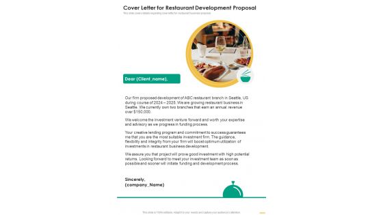 Cover Letter For Restaurant Development Proposal One Pager Sample Example Document Cover Letter For Restaurant Development Proposal One Pager Sample Example Document