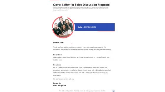 Cover Letter For Sales Discussion Proposal One Pager Sample Example Document