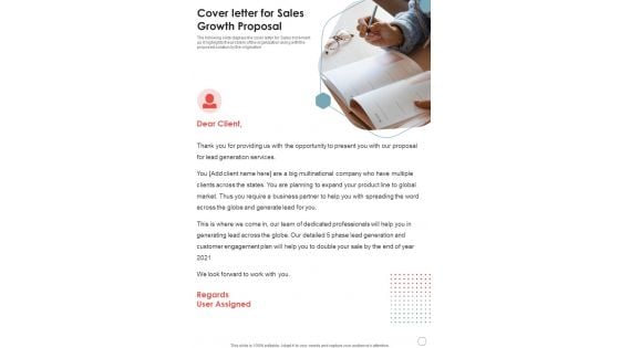 Cover Letter For Sales Growth Proposal One Pager Sample Example Document Cover Letter For Sales Growth Proposal One Pager Sample Example Document