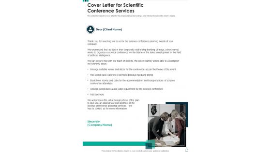 Cover Letter For Scientific Conference Services One Pager Sample Example Document