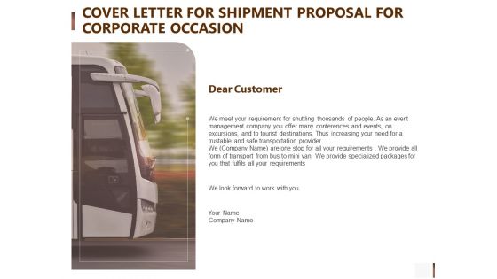 Cover Letter For Shipment Proposal For Corporate Occasion Icons PDF