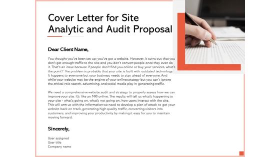 Cover Letter For Site Analytic And Audit Proposal Ppt Slides Visual Aids PDF