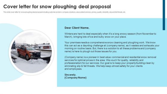 Cover Letter For Snow Ploughing Deal Proposal Ppt Infographic Template Portfolio PDF Cover Letter For Snow Ploughing Deal Proposal Ppt Infographic Template Portfolio PDF