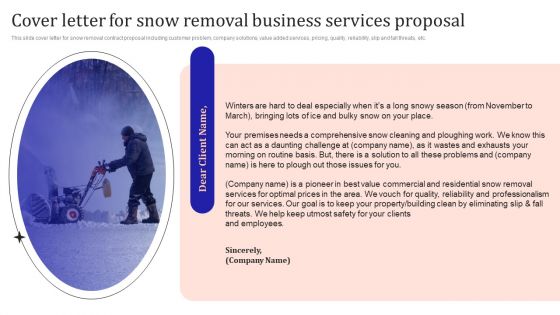 Cover Letter For Snow Removal Business Services Proposal Inspiration PDF