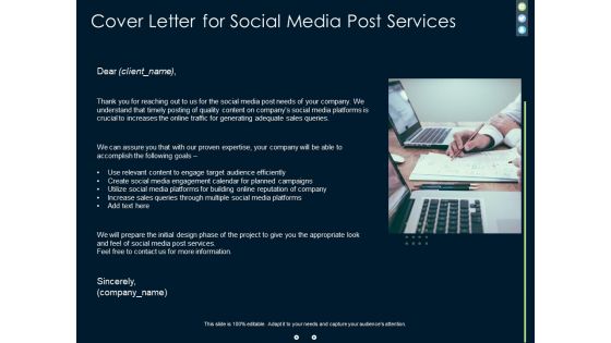 Cover Letter For Social Media Post Services Ppt PowerPoint Presentation Portfolio Elements