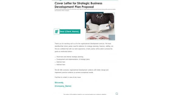 Cover Letter For Strategic Business Development Plan Proposal One Pager Sample Example Document Cover Letter For Strategic Business Development Plan Proposal One Pager Sample Example Document