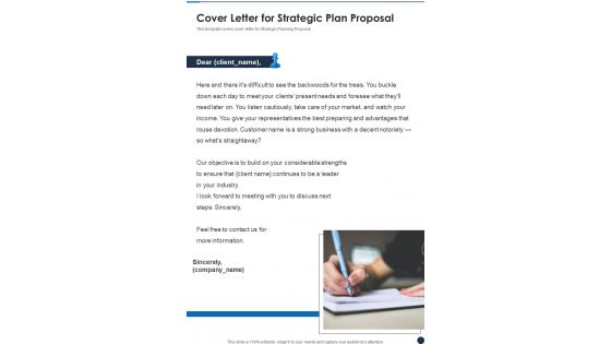 Cover Letter For Strategic Plan Proposal One Pager Sample Example Document