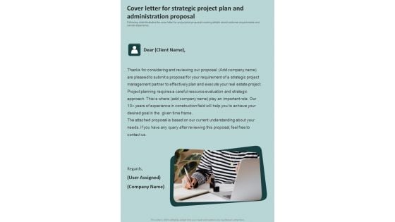 Cover Letter For Strategic Project Plan And Administration Proposal One Pager Sample Example Document Cover Letter For Strategic Project Plan And Administration Proposal One Pager Sample Example Document