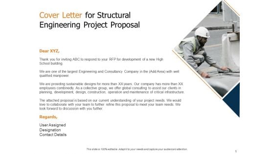 Cover Letter For Structural Engineering Project Proposal Ppt File Outline PDF