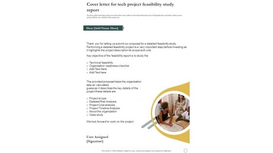 Cover Letter For Tech Project Feasibility Study Report One Pager Sample Example Document