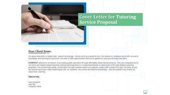 Cover Letter For Tutoring Service Proposal Ppt File Microsoft PDF