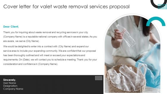 Cover Letter For Valet Waste Removal Services Proposal Template PDF