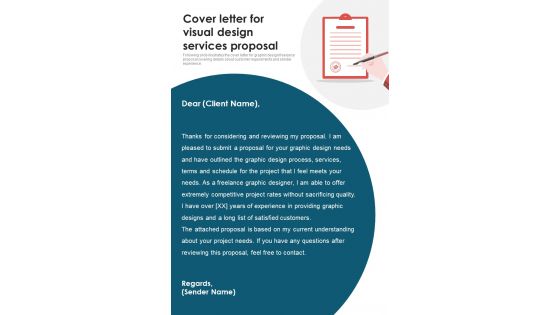 Cover Letter For Visual Design Services Proposal One Pager Sample Example Document