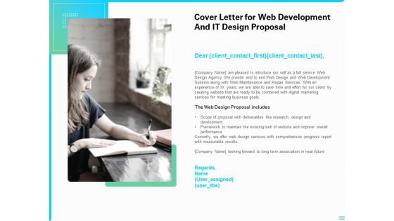 Cover Letter For Web Development And IT Design Proposal Ppt PowerPoint Presentation File Portfolio PDF