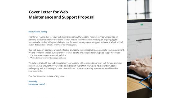 Cover Letter For Web Maintenance And Support Proposal Ppt PowerPoint Presentation Model Template