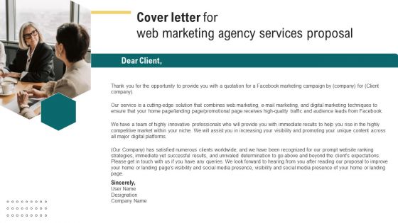 Cover Letter For Web Marketing Agency Services Proposal Ppt Icon Microsoft PDF