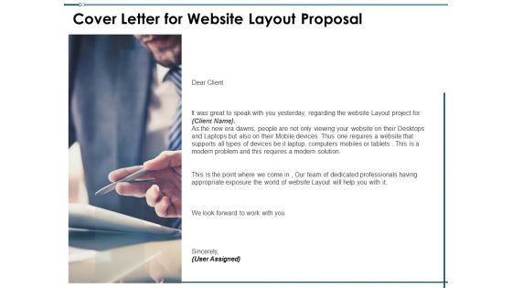 Cover Letter For Website Layout Proposal Ppt PowerPoint Presentation Show Example Introduction