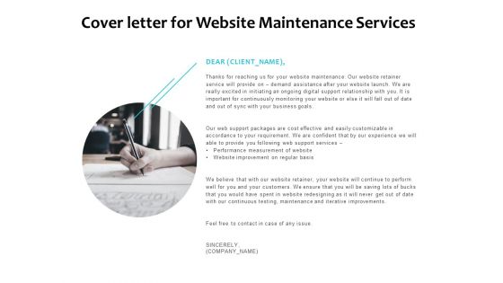 Cover Letter For Website Maintenance Services Ppt PowerPoint Presentation Icon Gridlines