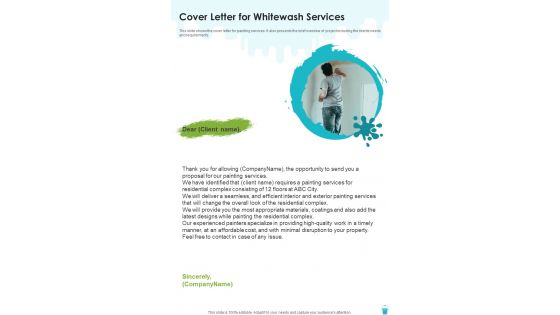 Cover Letter For Whitewash Services One Pager Sample Example Document