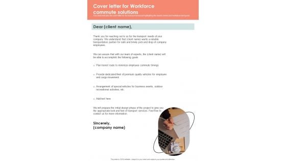 Cover Letter For Workforce Commute Solutions One Pager Sample Example Document