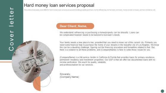 Cover Letter Hard Money Loan Services Proposal Ppt File Example PDF