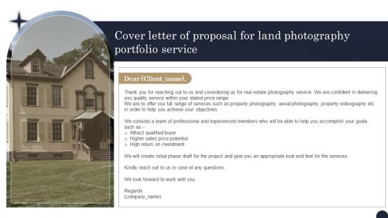 Cover Letter Of Proposal For Land Photography Portfolio Service Topics PDF