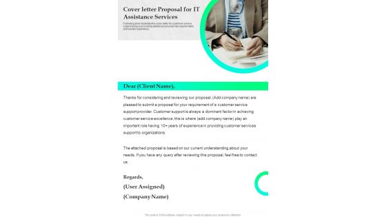 Cover Letter Proposal For IT Assistance Services One Pager Sample Example Document