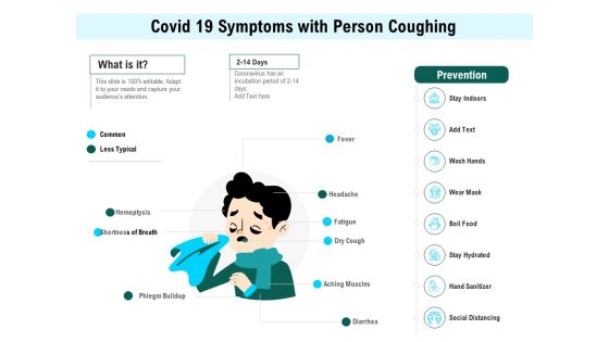 Covid 19 Symptoms With Person Coughing Ppt PowerPoint Presentation Show Smartart PDF