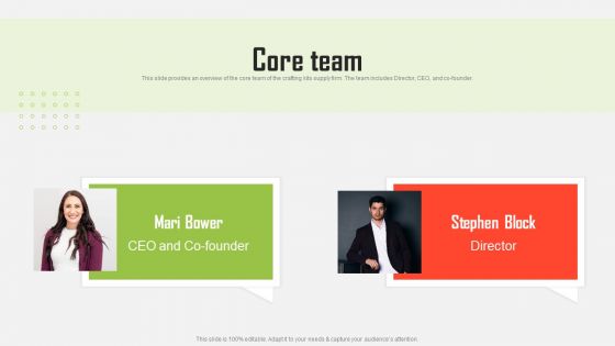 Craft Material Supply Firm Fundraising Pitch Deck Core Team Ideas PDF