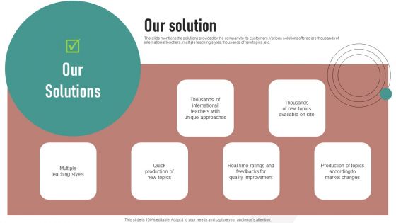 Crash Couse Platform Investor Funding Presentation Our Solution Ideas PDF Crash Couse Platform Investor Funding Presentation Our Solution Ideas PDF
