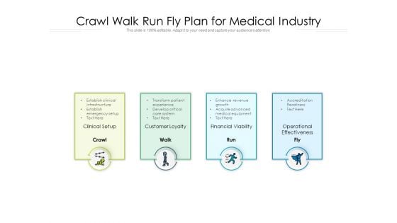 Crawl Walk Run Fly Plan For Medical Industry Ppt PowerPoint Presentation File Example PDF