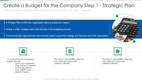 Create A Budget For The Company Step 1 Strategic Plan Template PDF