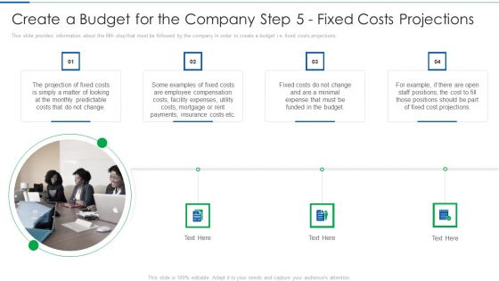 Create A Budget For The Company Step 5 Fixed Costs Projections Guidelines PDF