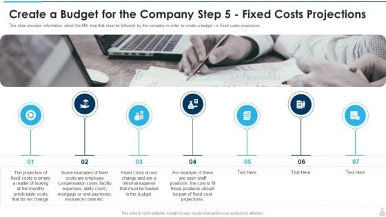 Create A Budget For The Company Step 5 Fixed Costs Projections Portrait PDF