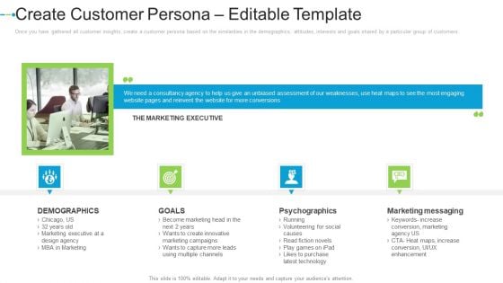 Create Customer Persona Editable Template Internet Marketing Strategies To Grow Your Business Template PDF