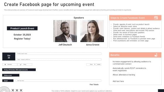 Create Facebook Page For Upcoming Event Stakeholder Engagement Plan For Launch Event Sample PDF