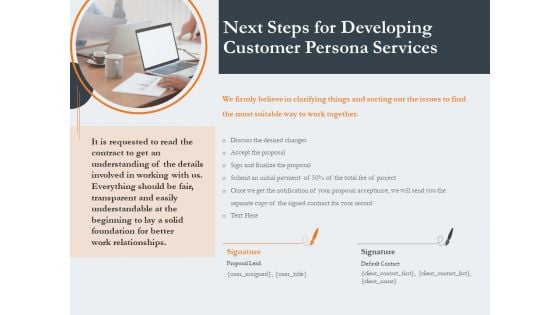 Creating Buyer Persona Next Steps For Developing Customer Persona Services Professional PDF