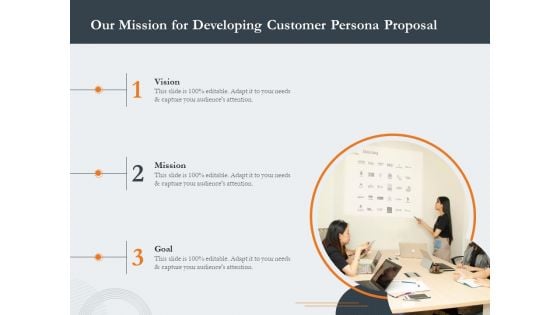 Creating Buyer Persona Our Mission For Developing Customer Persona Proposal Clipart PDF