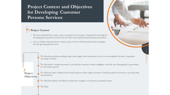 Creating Buyer Persona Project Context And Objectives For Developing Customer Persona Services Diagrams PDF