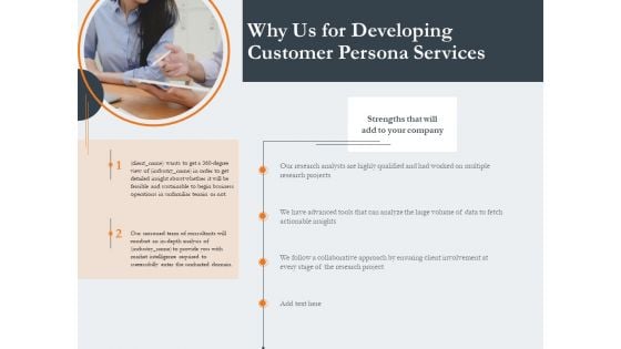 Creating Buyer Persona Why Us For Developing Customer Persona Services Brochure PDF