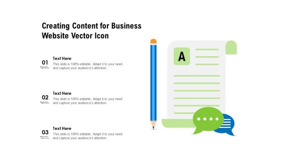 Creating Content For Business Website Vector Icon Ppt PowerPoint Presentation Gallery Slideshow PDF