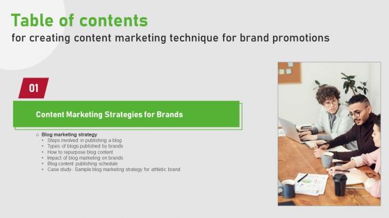 Creating Content Marketing Technique For Brand Promotions Table Of Contents Guidelines PDF Creating Content Marketing Technique For Brand Promotions Table Of Contents Guidelines PDF