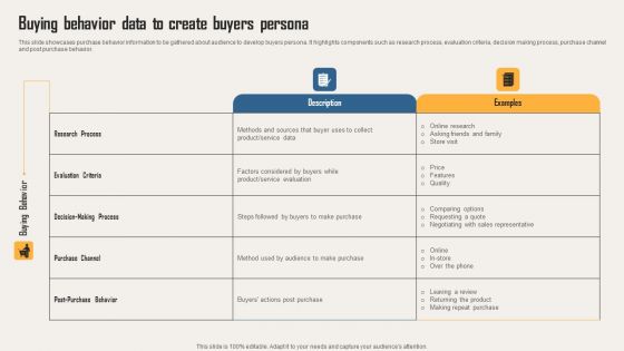 Creating Customer Personas For Customizing Buying Behavior Data To Create Buyers Rules PDF