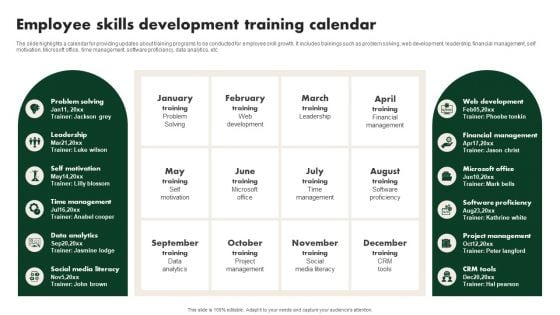 Creating Employee Value Proposition Employee Skills Development Training Calendar Summary PDF Creating Employee Value Proposition Employee Skills Development Training Calendar Summary PDF
