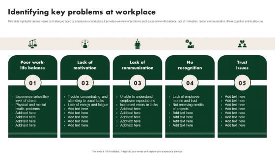 Creating Employee Value Proposition Identifying Key Problems At Workplace Mockup PDF