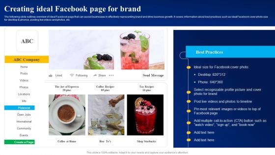 Creating Ideal Facebook Page For Brand Ppt PowerPoint Presentation File Inspiration PDF