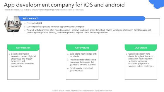 Creating Mobile Application For Android App Development Company For Ios And Android Icons PDF