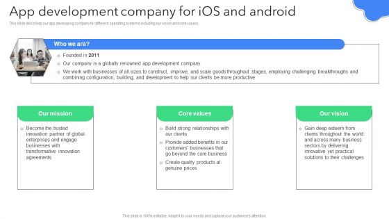 Creating Mobile Application For Android App Development Company For Ios And Android Icons PDF